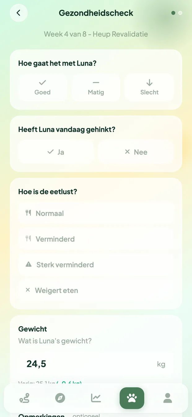 Vet Fysio gezondheidscheck na een sessie